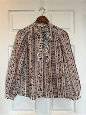 Vintage Adorable Bow-Tie Neck Blouse, Likely Size Small